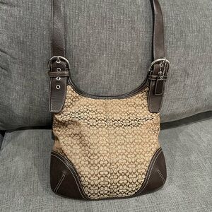Vintage Coach Slim Signature Jacquard Crossbody Bag 6386